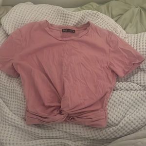 Zara Pink Knot Front Top